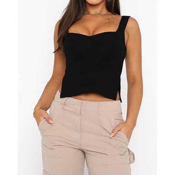 Women's Sleeveless Backless Crop Tank Top Sexy Pleated Bustier Sweetheart - Picture 2 of 6